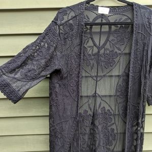 Ember Black Crochet Duster